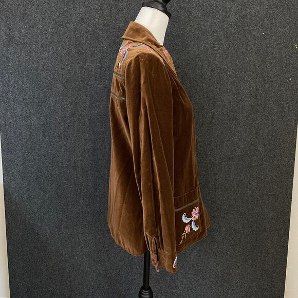 VTG Begies Way Vintage Brown Corduroy Embroidered Floral Jacket Women’s 12 - Picture 3 of 11